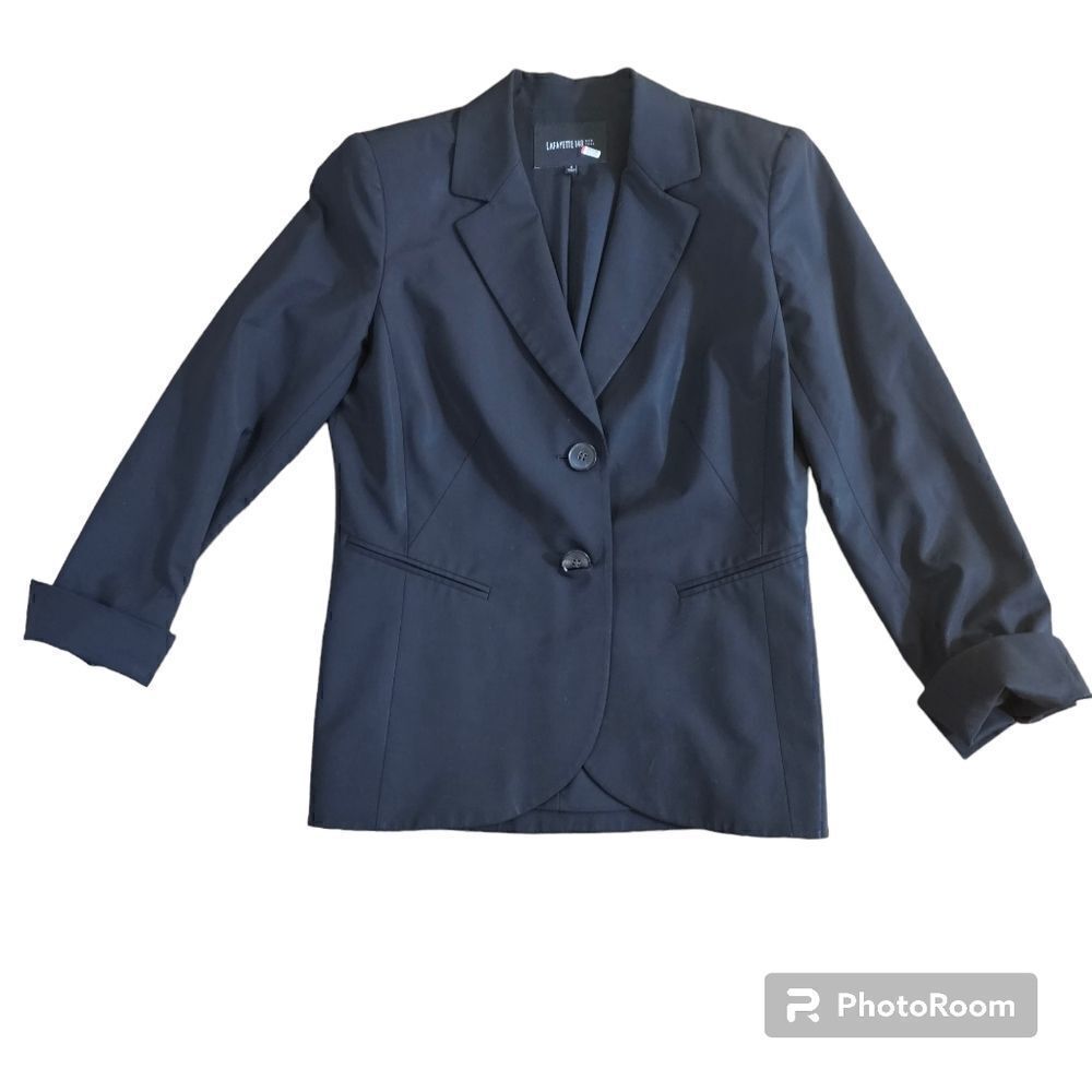 Lafayette 148 Black Virgin Wool Blazer Jacket Size 4